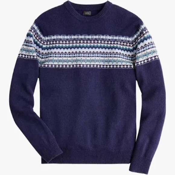 J. Crew 100% Lamb Wool Fairisle Nordic Scandinavian Crewneck Sweater size medium - Picture 1 of 14
